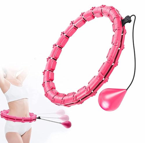 Hula Hoop Reifen Erwachsene, Hula Hoop mit Gewicht Kugel, Hullahub Reifen Zum Abnehmen, Fitness Reifen mit Gewicht Abnehmbare Knoten Einstellbares, Smart Hula Hoop Fitness