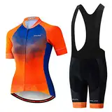 Weimostar Damen Radsportbekleidung Kurzarm Bike Jersey Sets Trägerhose Sommer Radsport Sets Reflektierend