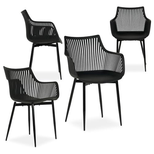 IDIMEX Gartenstühle Violetta im 4er Set, schwarz - Outdoor Stuhl aus hochwertigem Kunststoff & Alu, wetterfest & UV beständig, Moderne Stühle für Garten, Balkon & Terrasse