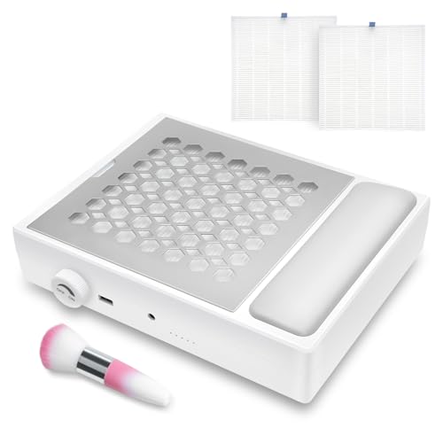 Madenia Professionell Staubabsaugung für Nägel - 56W Leistungsstark Nagelstaubsauger mit 2 Filters und 1 Bürste, Leiser Nagel Staubsauger für Nagelstudio & Zuhause, Weiß