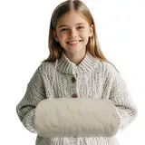 SwirlColor Handmuff Kunstpelz Muff für Warme Hände mit Tasche Riemen Muff Handwärmer Kinder - Weiß Ripple