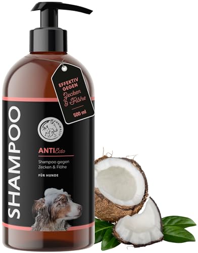 Annimally Anti Zecken und Flohshampoo Hund - Shampoo gegen Zecken, Flöhe & Milben für Hunde - Hundeshampoo mit Neem-Extrakt (500ml)