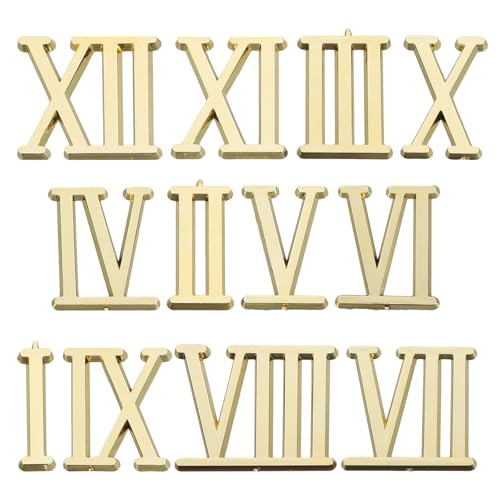Angoily 1 Set Römische Ziffern Für Uhr 1 bis 12 Römische Ziffern Uhr Verzierung für DIY Handwerk Dekoration Anzeigen Für Ersatz Reparatur Uhr Zubehör