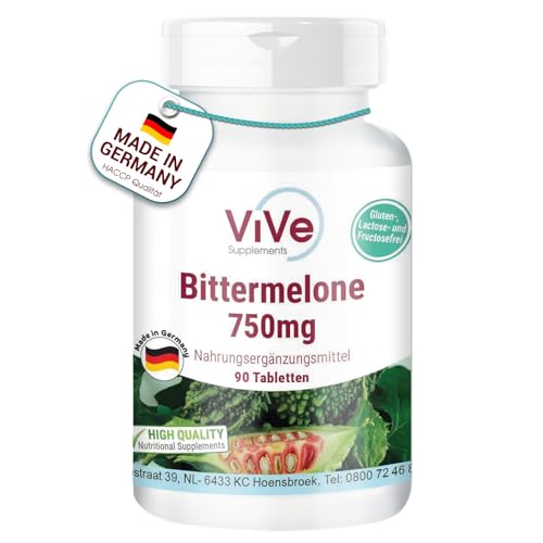 Bittermelone-Extrakt 750mg - 90 Tabletten + Chrompicolinat - vegan - standardisiert auf 10% Charantin | Qualität aus Deutschland von ViVe Supplements