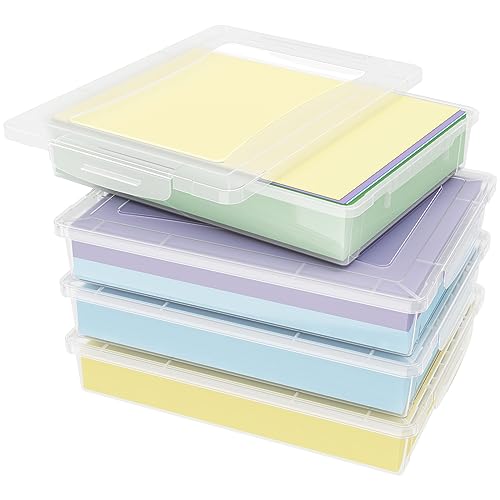 Lifewit 4 Pack Mehrzweck-Aufbewahrungsbox aus Kunststoff mit verriegelbaren Deckeln, A4 Papieraufbewahrung, Klassenzimmer Organisation, Aufbewahrung für Bastelarbeiten, Dokumente, Künstlerbedarf