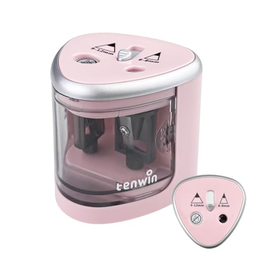 Gvolatee Spitzer Rosa, Anspitzer Dicke und Dünne Stifte Spitzmaschine, Elektrischer Behälter Pencil Sharpeners Sharpener Bleistiftanspitzer, Elektrisch Bleistiftspitzer Mit Dose Bleistift