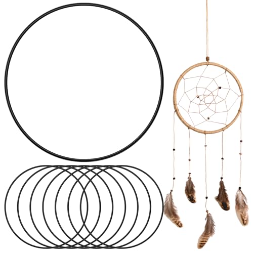 RUNYU 8 Stück Metallringe zum Basteln, Metallring 20cm Traumfänger Ringe Makramee Ring für DIY Floral Hoop Hochzeitskranz Floristik Wandbehang(Schwarz)