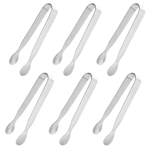 6 Stück Mini Zuckerzange Eiswürfelzange Salatzange Gebäckzange Süßigkeiten Servierzange Eiszange Küchenzange für Hochzeit Party Bar Büfett Grill Picknick (6 PCS)