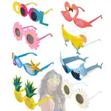 Lvefyti 8 Stück Party Brille Lustige Brille Party Sonnenbrille Neuheit Partybrillen Hawaiian Tropical Brille Kostüm für Kinder Erwachsene Sommerparty Strand Thema Party Zubehör Foto Requisite