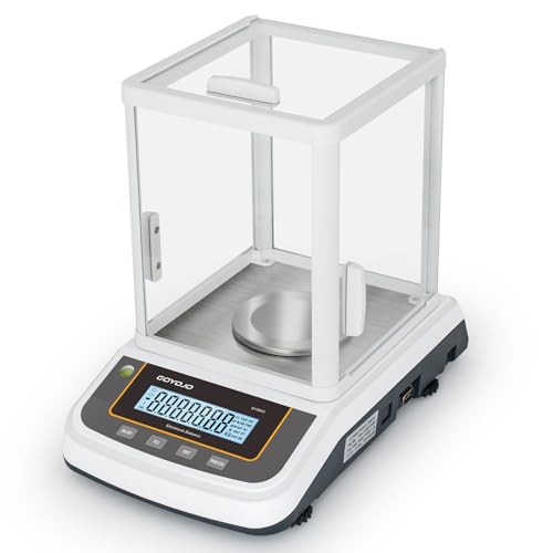 GOYOJO Feinwaage 0.001g, Hochpräzise Laborelektronische Analysewaage mit Einem Windschutz Ausgestattet Ideal für Industrie, Küche, Lebensmittel, Schmuck und Goldwägung und Zählung, 500gx0,001g