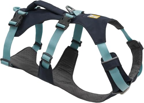 Ruffwear Flagline Hundegeschirr mit Griff, Lleichtes, Verstellbares Gehgeschirr, 3 Leinenbefestigungspunkte, verstärktes Gurtband und starker V-Ring aus Metall Basalt Grey Medium