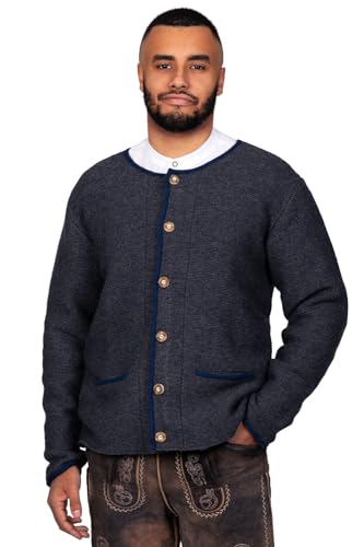 Edelnice Trachtenmode Trachten Strickjacke Felix aus Wolle in Blau oder Anthrazit Gr. 46-62 (Anthrazit, 50)