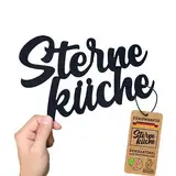 Sterneküche Schild - Küche Deko Schriftzug & Wanddekoration - Wand Dekoration - Türschild - Wanddeko - Wandschild Spruch - Schrift - Sterne-Küche - Aufkleber - Wandschrift aus Kunststoff (M)