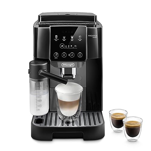 De'Longhi Magnifica Start ECAM222.60.BG, Kaffeevollautomat mit LatteCrema-Milchsystem für Automatischen Cappuccino, 4-Direktwahl-Tasten, Soft-Touch-Bedienfeld, "x2"-Funktion, 1450W, Schwarz/Grau