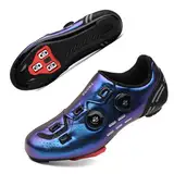 Solamni Fahrradschuhe Herren Damen SPD SL MTB Schuhe Mountain Road Bike Fahrradschuhe Kompatibel Mit Look Delta Lock Pedal, Kompatibel Mit Peloton Bike Blau