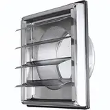 DOMUX - Edelstahl Lüftungsgitter 100mm für Dunstabzugshaube/Wäschetrockner - mit Insektenschutzgitter und Beweglichen Lamellen - Optimaler Luftstrom