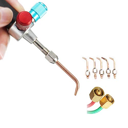 Mini-Lötlampe mit 5 Spitzen, Funchic Schläuche Mini Gas kleine Taschenlampe Schweißset für Juwelierschmuck