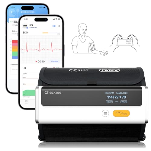 CheckMe Armfit Plus Blutdruckmessgerät Oberarm Bluetooth mit EKG,Analyse des EKG-Berichts,30S Messung von Blutdruck,EKG,Herzfrequenz,Multi User Management,Blutdruck Messgerät mit App für Android/iOS