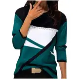 Pullover Damen Einfarbig Sweatshirt Langarm Rundhals Pulli Herbst Winter Langarmshirt Frauen Baumwolle Bluse Tops Locker Lässige Oberteil Sport Streetwear Teenager Mädchen Sportshirt ohne Kapuze