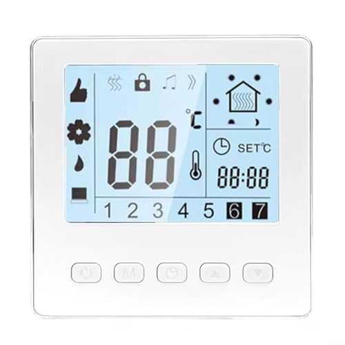 PETSTIBLE Programmierbares intelligentes Thermostat mit LCD-Bildschirm, energiesparendes M75-Heizkabel, Fußbodenheizungsthermostat, 16A(white)