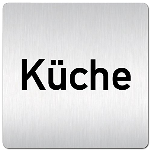 Türschilder24 XXL Schild - Türschild (B) • 125 x 125 mm • Küche • 1,5 mm Aluminium Vollmaterial • 100% Made in Germany (Küche Text)