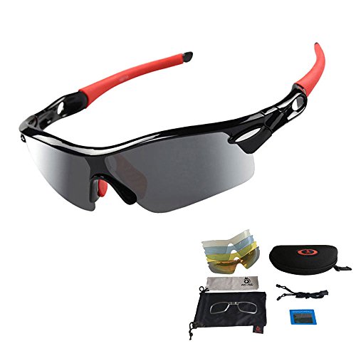 VILISUN Sportbrille Fahrradbrille Polarisierte Sport Sonnenbrille Unisex mit UV400 5 Wechselgläser für Outdooraktivitäten wie Radfahren Laufen Klettern Autofahren Angeln Golf