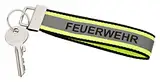 PACOTEX FEUERWEHR Schlüsselanhänger 140x30mm schwarz mit gelb silber gelb Optik, reflektierendem Streifen und Schlüsselring