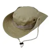 Taeku Buschhut, Herren Damen Mesh Bucket Boonie Hat Breite Krempe Sonnenhut mit Kinnband Fischermütze Outdoor Angelhut (Khaki)