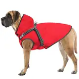 Mosucoirl Hunde Regenmantel Wasserdichter Hunde Kapuzenpullover Reflektierender Hunde Regenmantel mit Kapuze Verstellbare Regenjacke für kleine Mittelgroße und große Hunde und Welpen (Rot, M)