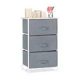 Relaxdays Regalsystem, 3 Stoff-Schubladen, HxBxT: 73 x 45 x 30 cm, universale Schubladenbox, Metall und Holz, grau