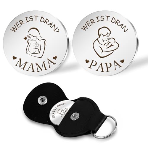 Geschenk Für Werdende Mutter,Werdender Papa Geschenk,Baby Geschenk,Geschenke Zur Geburt,Geschenke Für Schwangere,Neugeborenen Geschenk,Taufgeschenke Für Jungs,Entscheidungsmünze Mama Papa