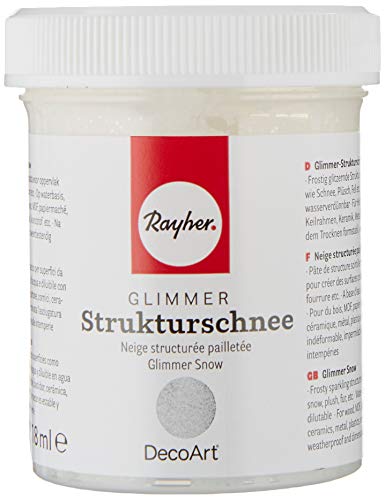 Rayher Hobby Rayher Glimmer-Strukturschnee, Dekoschnee-Paste, für frostig glitzernde Schneeeffekte, Dose 118 ml, weiße, glimmernde Strukturpaste, auf Acrylbasis, wasser- und wetterfest, 38074000