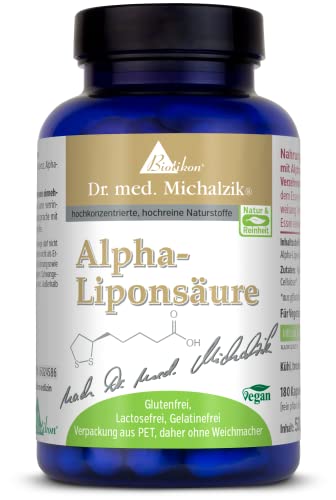 Alpha-Liponsäure Dr. med. Michalzik - 180 vegane Kapseln - je Kapsel 200 mg Alpha-Liponsäure - KEIN Siliziumdioxid - KEIN Magnesiumstearat - ohne Zusatzstoffe - von BIOTIKON®