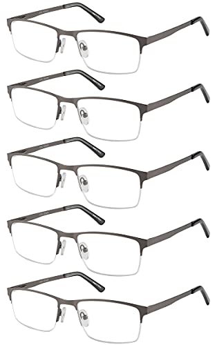 Eyecedar 5 Stuks Lesebrille Herren Anti-blaues licht Halbrahmen rechteckig Federscharniere Lesebrille 1,50