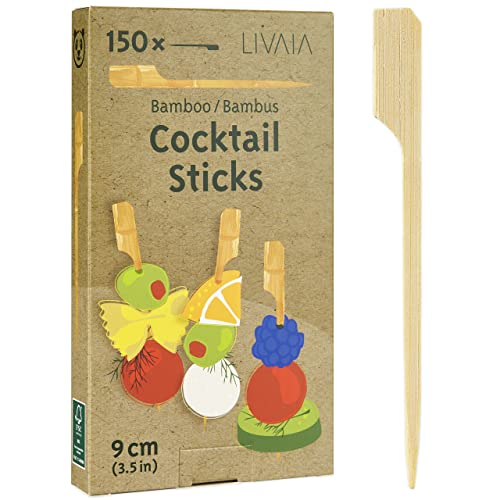 Spieße Fingerfood: 150x Bambus Fingerfood Spieße und Cocktail Sticks 9cm – Cocktailspieße für Cocktail Gläser – Partypicker Holz – Partypicker Bambus und Holzspieße Fingerfood – LIVAIA Bambus Spieße