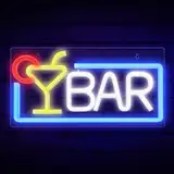 Focenat LED Neon Schild, Bar Neonschilder, Acryl Leuchtschilder mit USB Powered, Neon Licht für Bar Deko, BAR Leuchtreklame, Leuchtschild Bar für Hausbar, Pub, Club, Party, Wanddekoration, 42x22x1.2cm