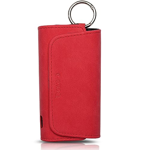 [20+ Farben] e-smoQ Tasche kompatibel mit IQOS ILUMA, Hochwertiges Zubehör Etui für IQOS Iluma Kit (rot)