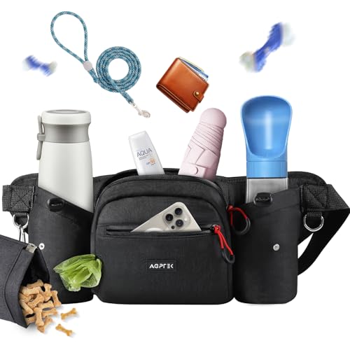 AGPTEK Bauchtasche mit Leckerli-Tasche, Futterbeutel Hunde, Leckerlibeutel für Hunde, leichte Gürteltasche Hüfttaschen für Hundespaziergänge, Reise, Wanderung und Outdoor-Aktivität