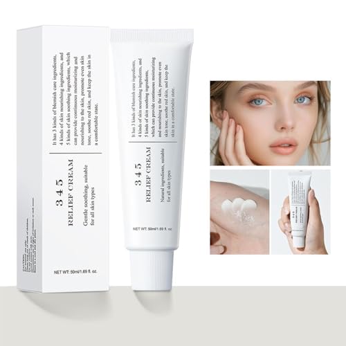 345 Relief Cream,Feuchtigkeitscreme für das Gesicht bei Akne und fettiger Haut, Beruhigend, Feuchtigkeitsspendend, Intensive Repair Cream, für all type skin (50ML)