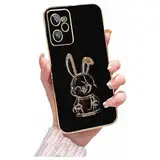 Miagon Kaninchen Ständer Hülle für Realme C35,Cute Mädchen Dünn Galvanisierte Schutzhülle Weiches Case Bumper mit Hase Skalierbar Halter Kickständer