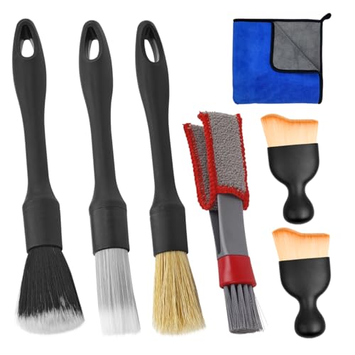 Adunsiaoto 7 Stück Universell Auto Detailing Pinsel Set, Auto Reinigungsbürsten Set, Staubentfernungsbürste Für Autos Innenraum, Auto-Reinigungsbürsten Mit Weichen Borsten