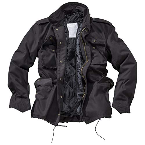 Surplus Raw Vintage M65 Herren Outdoor Feldjacke Parka gefüttert, schwarz, M