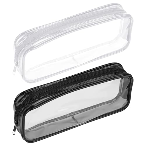 Sliverdew 2 Stück Transparent Make up Tasche, Transparent Kulturbeutel Klein Reise Kulturtasche PVC Wasserdicht Durchsichtige Tasche Kulturbeutel Klein für Männer, Frauen, Kinder, Familie