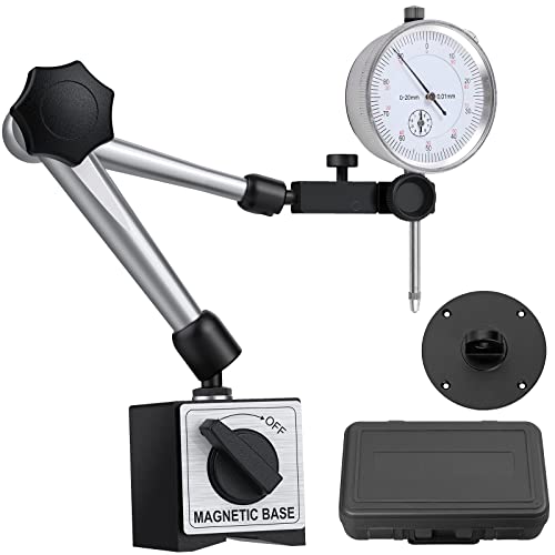 Neoteck Messgerät mit Zifferblatt und Dreibein, magnetisch, mit zentraler Klemmung, Messknopf 0 – 20 mm, zentrale Klemmung, für Messuhr mit konventionellem Zifferblatt