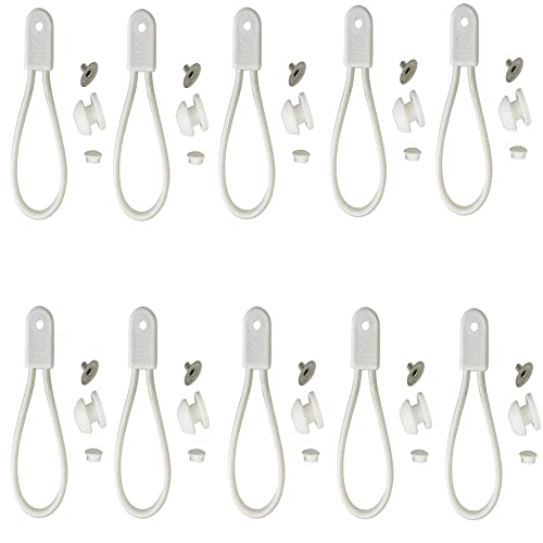 UP100 10 Sätze Stayput Schock Kabel Schleife Bungee-Clip Pull Tie Down Plane Leinwand Knöpfe zum Marine LKW Auto Wohnmobil Bootsabdeckungen (Weiß)