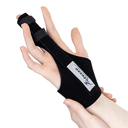 Actesso Verbessert Fingerschiene - Unterstützung für Triggerfinger, Hammerfinger, Arthritis, Gebrochener, RSI - Mittelfinger Ringfinger Zeigefinger Kleiner Finger (Einheitsgröße, Schwarz)