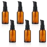 6 Stück 30 ml Leer Glasflaschen Braun, bernsteinfarbene Glas-Lotion-Flaschen, Lotionspender Braunglas Flasche mit pumpe, Ätherisches Öle Flaschen Reise Flaschen Creme Lotion Flasche Pumpflasche