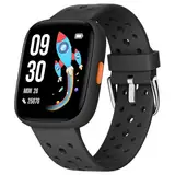 BIGGERFIVE Smartwatch Kinder, 1,8" Smartwatch Uhr Schrittzähler, 24/7 Puls, Schlafmonitor, Vibrationsalarm, IP68 Wasserdicht, Puzzlespiele mit/ohne App, für Mädchen Jungen Teens 5–16, Schwarz
