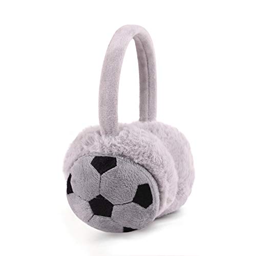 FakeFace Ohrenschützer für Jungen Kinder Winter Warme Ohrenwärmer Verstellbar Plüsch Ohrwärmer Earmuffs Winterzubehör Outdoor Kälteschutz Ohrenmuscheln, Fußballmuster