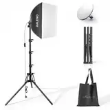 RALENO Softbox Fotostudio Set, 40 x 40 cm Fotolicht mit Stativ und LED Glühbirne (50W, 5500K, 97 CRI), Fotolampe für Porträtfotografie, Game-Streaming, YouTube-Videofotografie